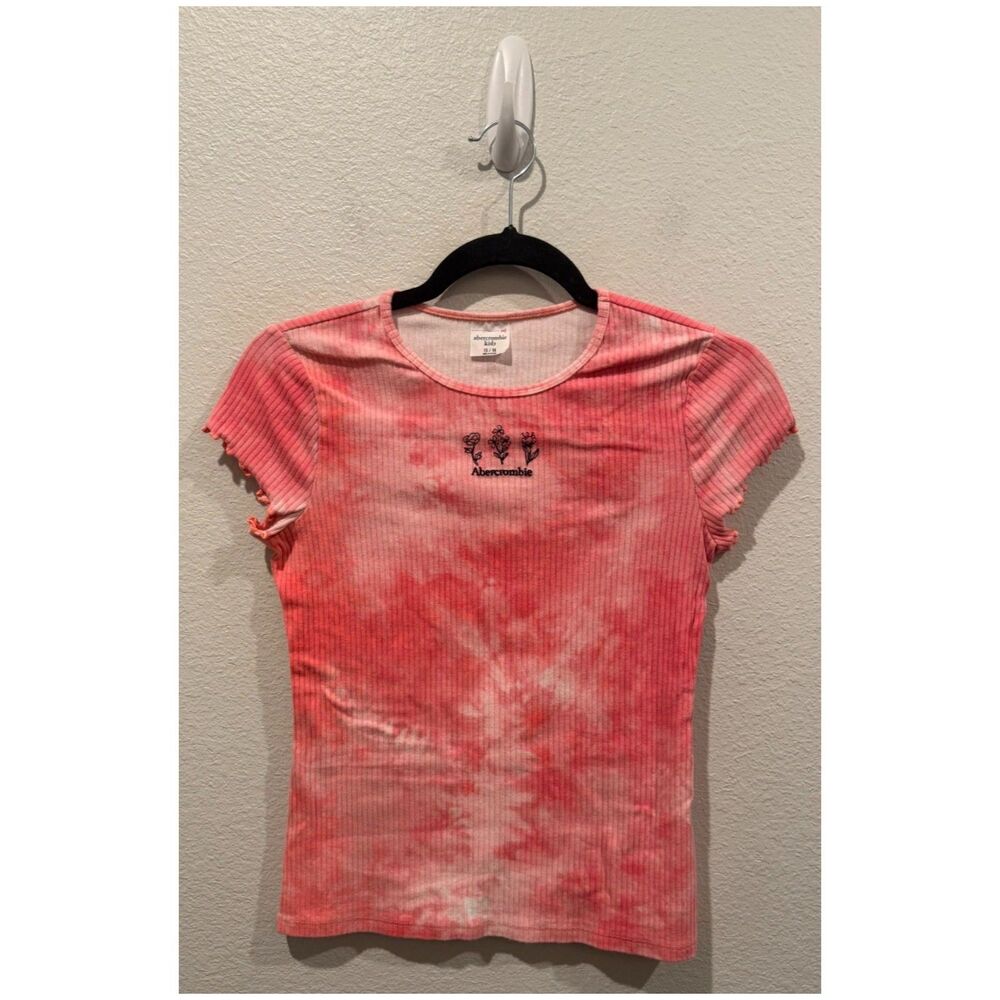 ABERCROMBIE & FITCH Kids Girls Pink Tie Dye Ribbed Sunflower Shirt
